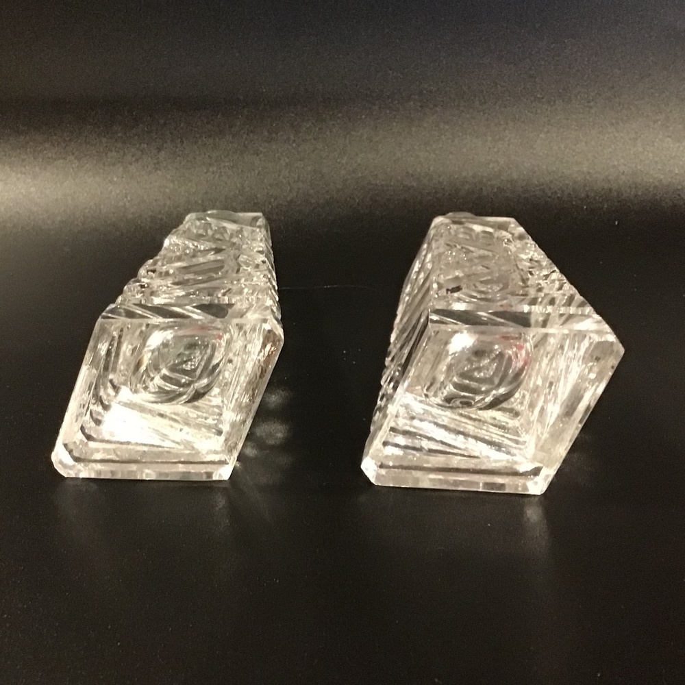 Vintage Clear Cut Glass Salt & Pepper Shakers Set 4 3/4” Tall - Picture 5 of 15